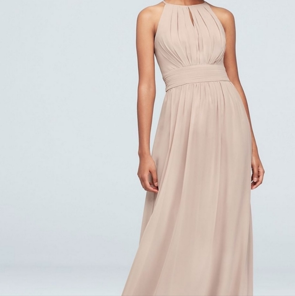 Formal chiffon bridesmaid prom floor length dress keyhole-SIZE 4 NWT